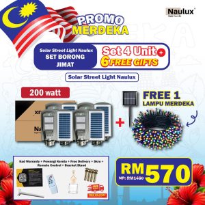 (PROMO) SET BORONG 200W - (4UNIT + FREE 1 LAMPU KELIP + 6 FREEGIFT)